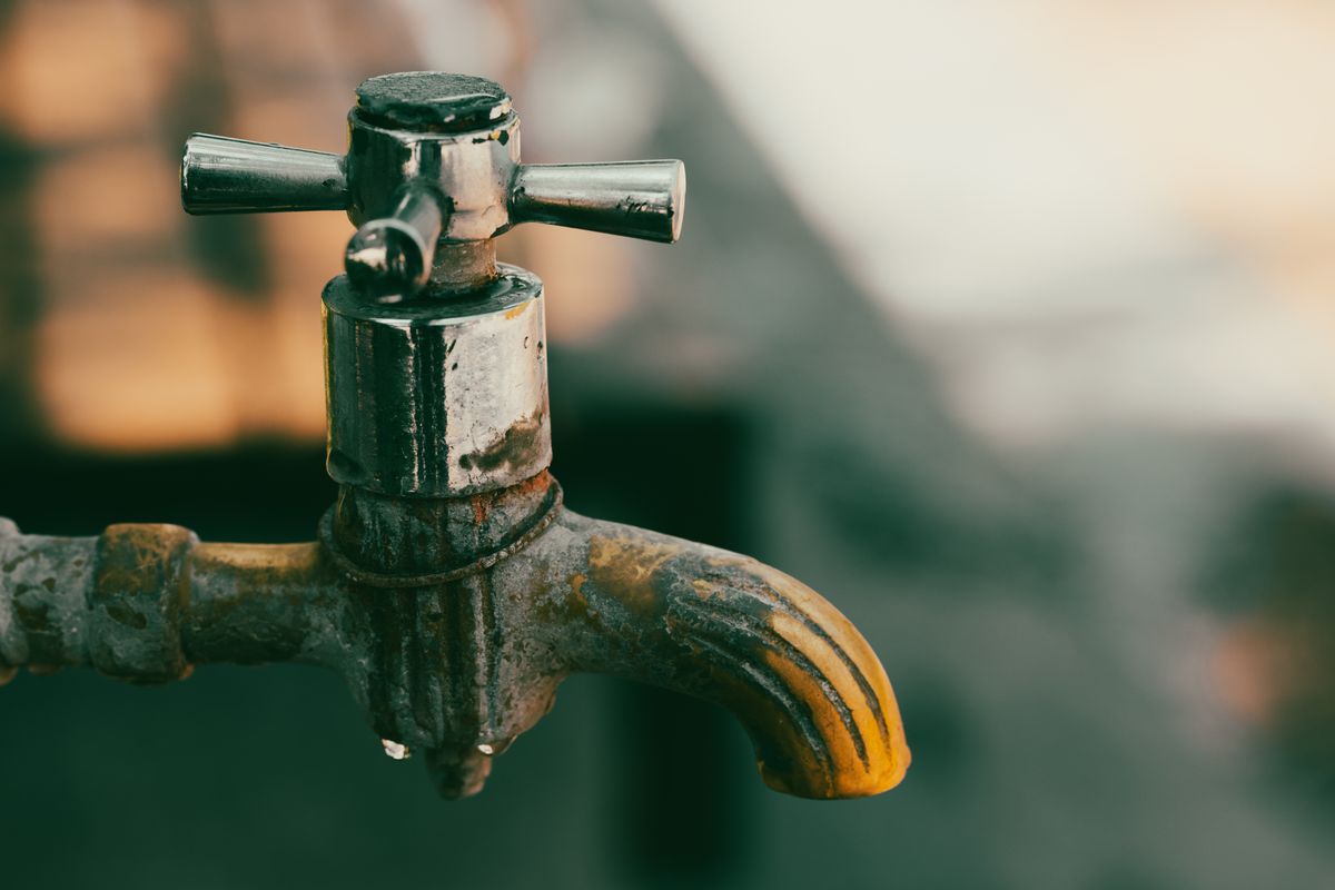 A tap corroded and scaled shut by hard water